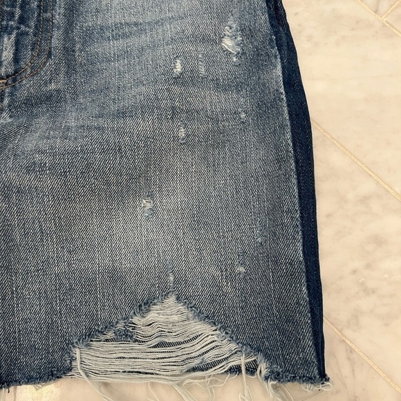 PISTOLA Sierra high waisted side stripe mini distressed denim skirt size 26 - Picture 6 of 8